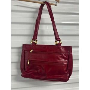 SAS San Antonio Shoes Leather Purse Hand Bag 1980s Vintage Red